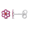 Children's Pink Enamel Flower Stud Earrings in Sterling Silver