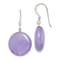 Sterling Silver Polished Lavender Jadeite Circle Dangle Earrings