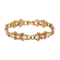Gold Tone Round Crystal Faux Pearl Rose Bracelet