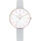 Obaku Women's Viol White Dial with Rose Accents Gray Leather Strap Watch