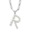 Rhodium Over Sterling Silver 3-5.5mm Freshwater Cultured Pearl LETTER R
18-inch Necklace