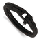 Black Woven Nylon Cotton and Stainless Steel Polished IP Plated Bracelet