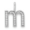 14K White Gold Diamond Lower Case Letter M Initial Pendant