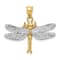 14k Two-tone Gold Textured Dragonfly Pendant