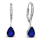 Sapphire Color CZ Teardrop Drop Earrings In Sterling Silver