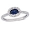Blue Sapphire and Diamond 14K White Gold Halo Ring 0.78ctw