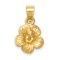 14k Yellow Gold Satin and Diamond-Cut Hibiscus Flower Pendant