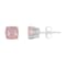 6mm Square Cushion Rose Quartz Rhodium Over Sterling Silver Stud Earrings