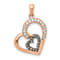14k Rose Gold Champagne and White Diamond Hearts Pendant