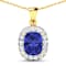 3.10ctw 14K Yellow Gold Tanzanite and White Diamond Pendant with 18 inch
Cable Chain