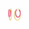 14K Gold Over Sterling Silver Double Oval Enamel Hoops in Pink