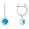 6mm Round Turquoise 1/3 ctw Diamond Rhodium Over Sterling Silver Halo
Dangle Earrings