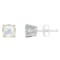 6mm Square Cushion Moonstone Rhodium Over Sterling Silver Stud Earrings
