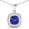 2.10ctw 14K White Gold Tanzanite and White Diamond Pendant with 18 inch
Cable Chain