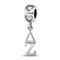 Rhodium Over Sterling Silver LogoArt Delta Zeta Vertical Letters on
Heart Bead