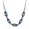 White Base Metal Blue Bead Necklace 16 inch
