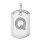 Rhodium Over 14k White Gold Diamond Initial Q Dog Tag Charm
