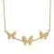 14K Yellow Gold Polished Filigree 3-Butterfly Bar Necklace