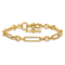 14K Yellow Gold Paperclip and Round Link 8 inch Toggle Bracelet
