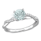 Aquamarine and Diamond 14K White Gold Crossover Ring 1.15ctw