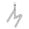 Rhodium Over 14k White Gold Diamond Letter M Initial Pendant