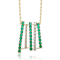 Emerald Color CZ Bar Pendant Necklace In 14K Gold Over Brass