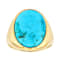 Turquoise Solitaire Dome Ring In 18K Gold Over Sterling Silver 18x13mm