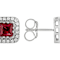 Lab Ruby And White Sapphire Square Stud Earrings In PlatInum Over
Sterling Silver