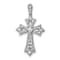 Rhodium Over 10k White Gold 0.17 ctw Diamond Fleur-de-Lis Cross Pendant