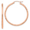 14k Rose Gold 1 3/8" Polished Large Diamond-Cut Tube Hoop Earrings