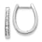 Rhodium Over 10k White Gold 5/8", 0.216ctw Diamond Oval Hinged Hoop Earrings