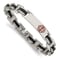 Stainless Steel Black Rubber Red Enamel 8-inch Medical Bracelet
