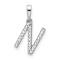 Rhodium Over 14k White Gold Diamond Letter N Initial Pendant