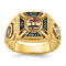 10K Yellow Gold Men's Textured with Enamel Knights Templar Masonic Ring
