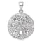 Rhodium Over Sterling Silver Polished Crystal Sand Dollar Pendant