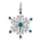 Rhodium Over 14k White Gold Blue and White Diamond Snowflake Pendant
