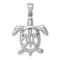 Rhodium Over Sterling Silver Cut Out Mother and Baby Turtle Pendant