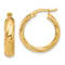 14k Yellow Gold Polished and Textured 13/16" Hoop Earrings