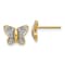 14k Yellow Gold and Rhodium Over 14k Yellow Gold Diamond Butterfly Stud Earrings
