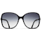 Chanel Black and Lambskin Square Frame / Gray Gradient Lenses Sunglasses