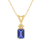 7x5mm Emerald Cut Tanzanite with Diamond Accents 14k Yellow Gold Pendant
With Chain