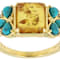 Amber And Turquoise Ring In 18K Gold Over Sterling Silver 0.06ctw
