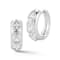 Rachel Zoe White CZ 3-Stone Hoop Earrings in Rhodium Over Sterling Silver