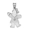 Rhodium Over 14k White Gold Satin Diamond Girl with Bow on Left Pendant