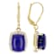 Lapis Lazuli And White Zircon Dangle Earrings In 18K Gold Over Sterling
Silver 0.46ctw