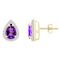 7x5mm Pear Shape Amethyst And Created White Sapphire 10k Yellow Gold
Halo Stud Earrings