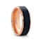 HAYDEN Rose Gold Plated Tungsten Polished Beveled Ring with Brushed
Black Center 8mm