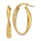 14k Yellow Gold Satin 3/8" Oval Twisted Hoop Earrings