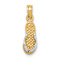 14K Two-tone Gold  Textured 3D Single Flip-Flop Pendant