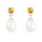 White Freshwater Pearl And CitrIne Dangle Earrings In Sterling Silver